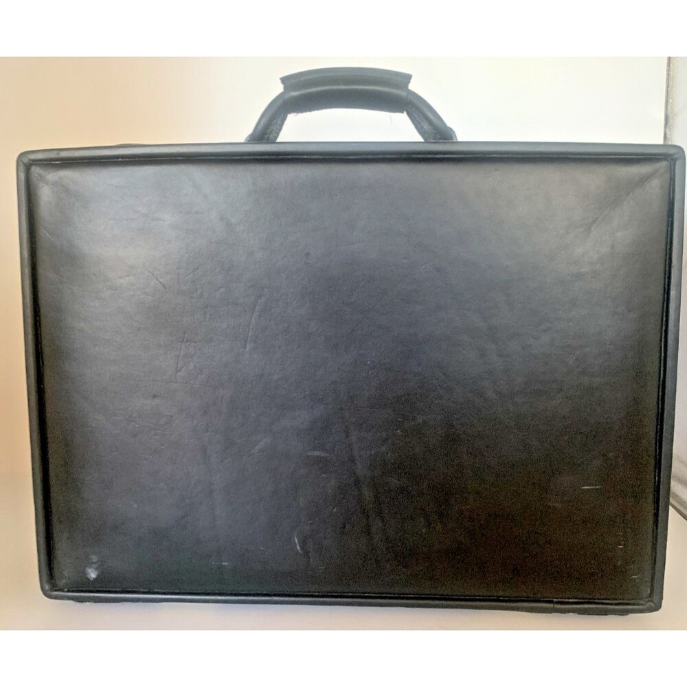 Vintage Hartmann Luggage Natural Belting Leather 18" Briefcase Made in USA Black